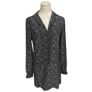 A.L.C. Black 100% Silk Shirt Dress Size XS Night Sleep Button Up Long‎ Sleeve